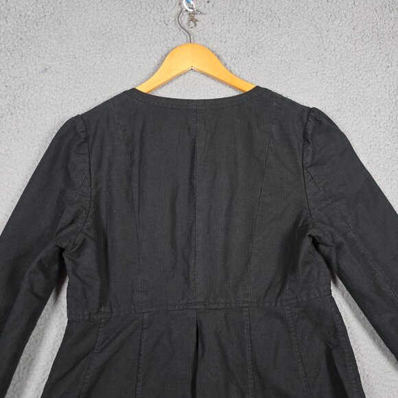 Banana Republic Jacket Womens Size 8 Black Cotton Linen Blend Y2K Grunge Goth - Picture 7 of 14